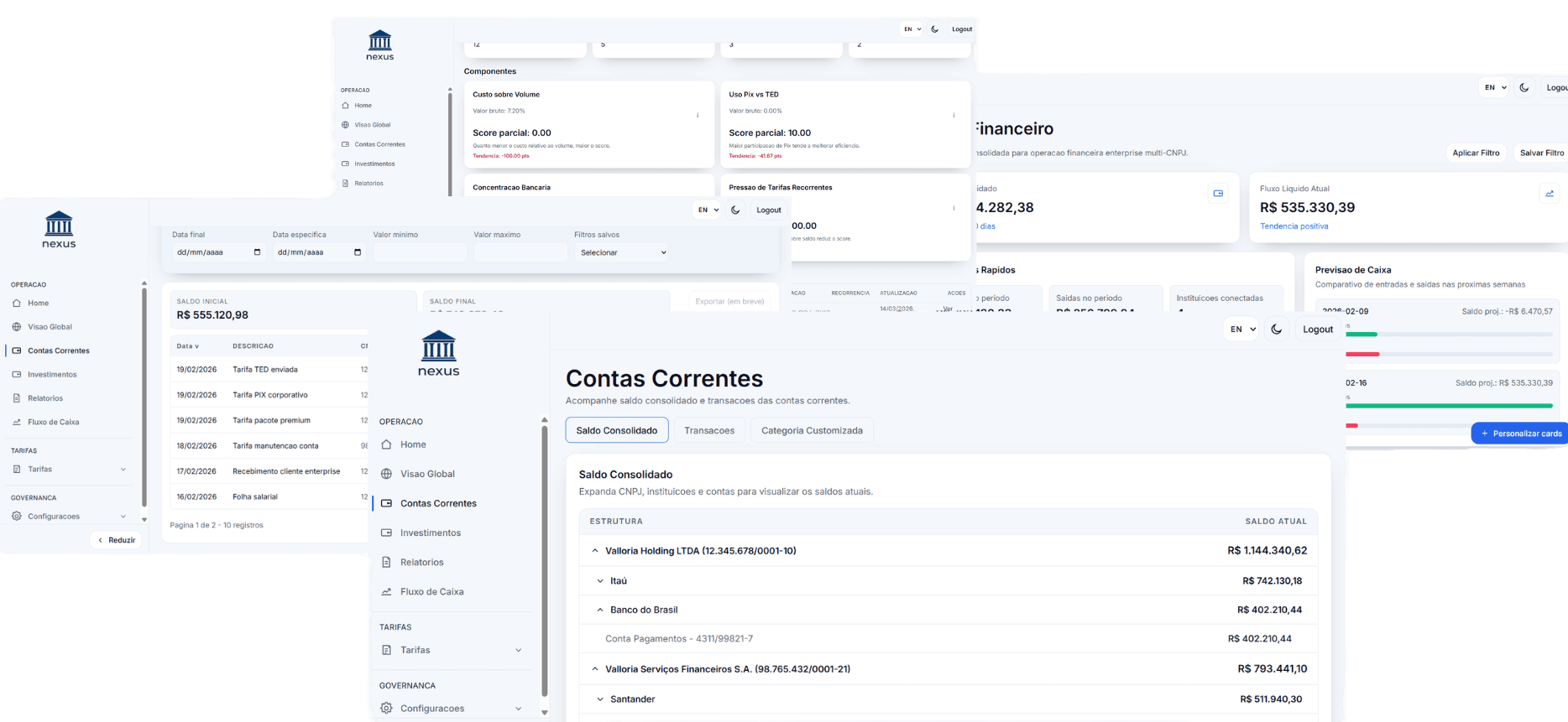 Preview da aplicação Nexus em ambiente desktop